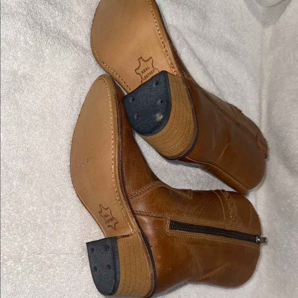 Old West Tan Leather Kids Boots